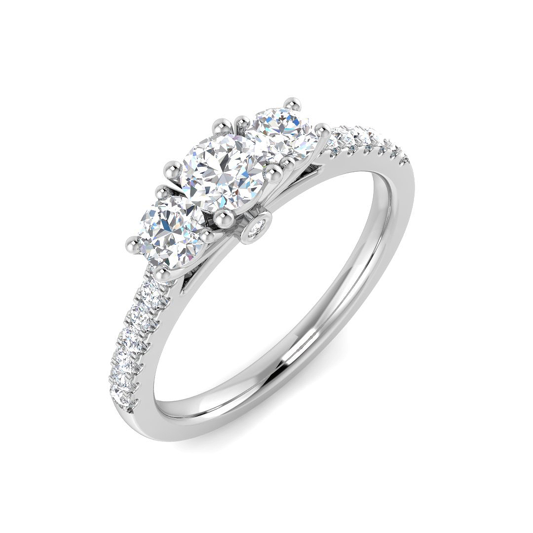 0.73ct Lab-Grown Diamond 3 Stone Ring in 9K White Gold
