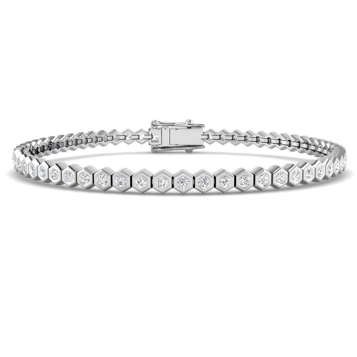1.52ct Natural Diamond Tennis Bracelet in 18K White Gold