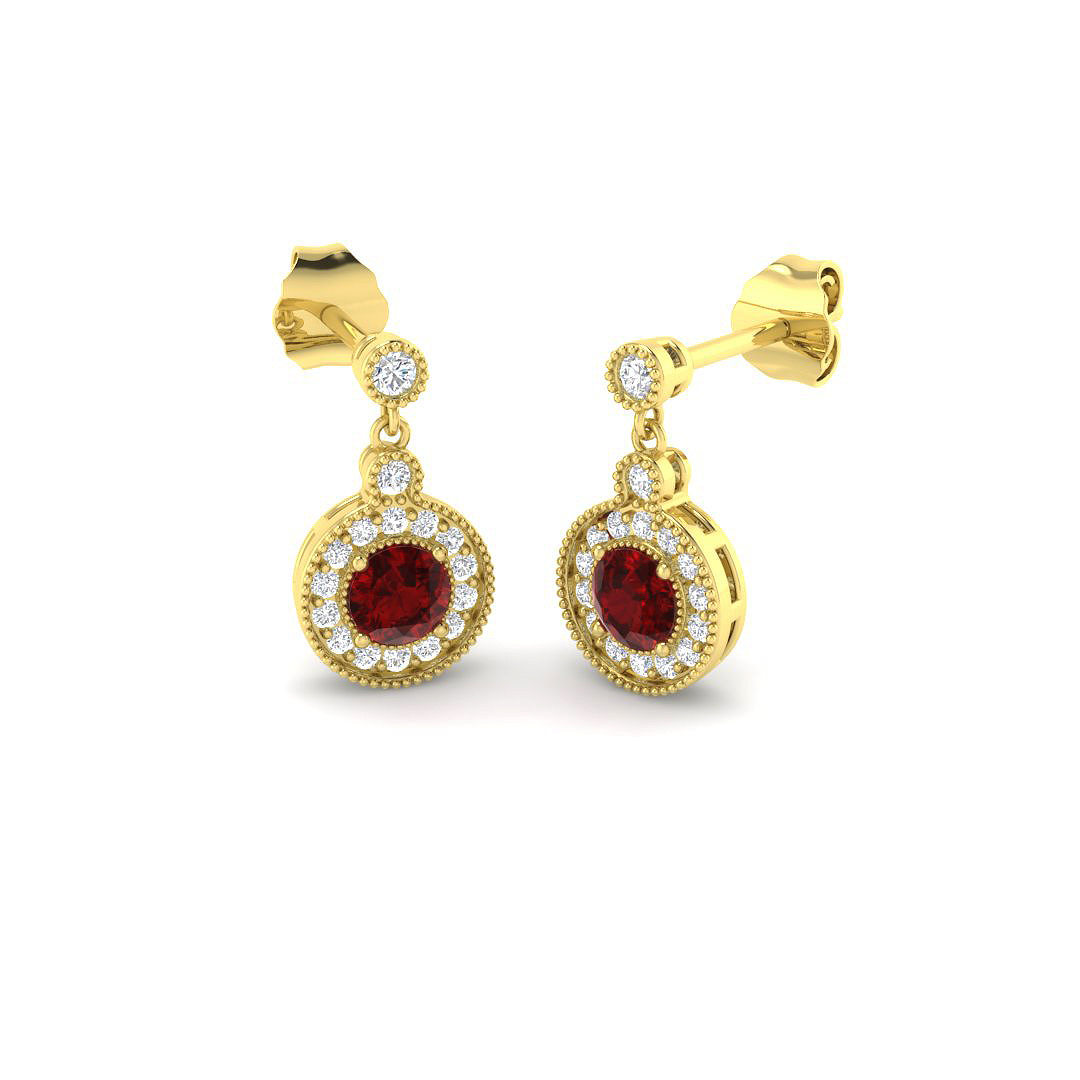 Drop & Trilogy Earrings in 9K Yellow Gold