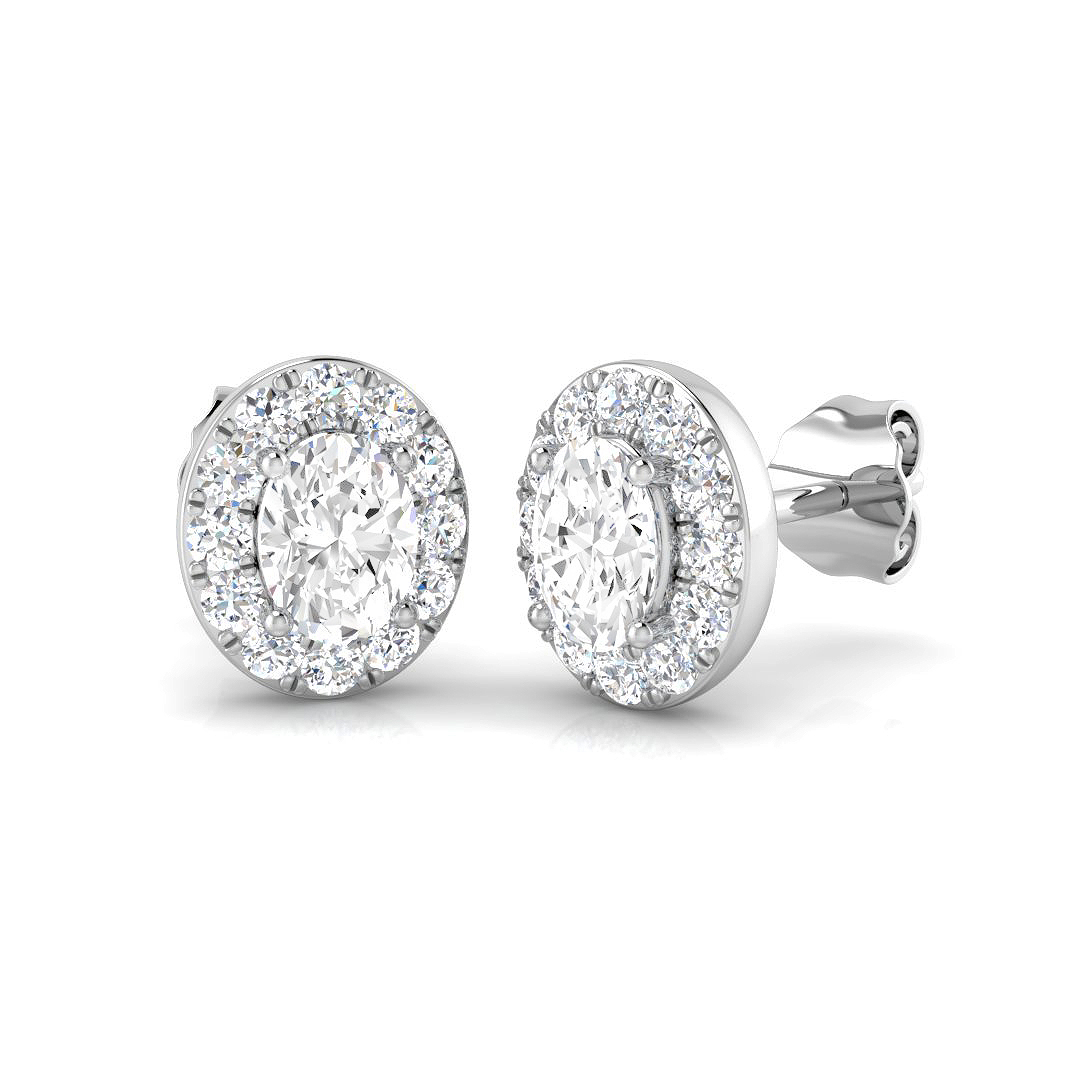0.94ct Lab-Grown Diamond Halo Earrings in 9K White Gold
