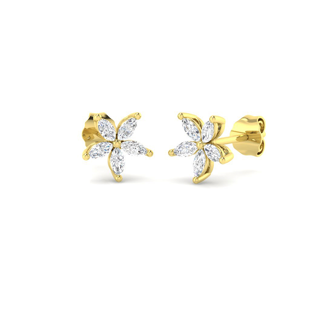 0.46ct Natural Diamond Shape Earrings in 9K Yellow Gold