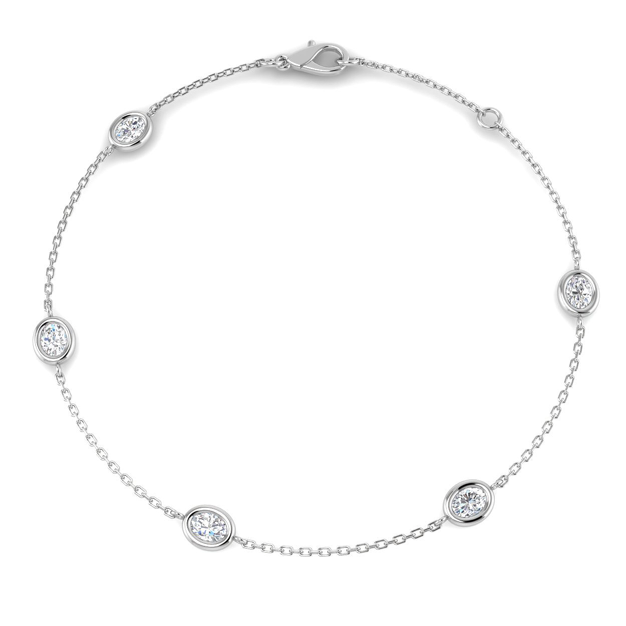 0.75ct Lab-Grown Diamond Spectacle & Solitaire Bracelet in 9K White Gold