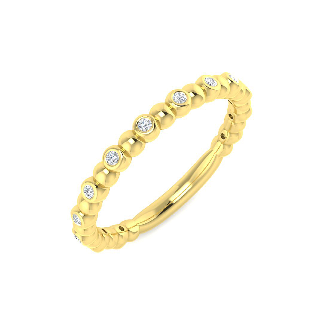 0.12ct Natural Diamond Bubble Rings Ring in 9K Yellow Gold