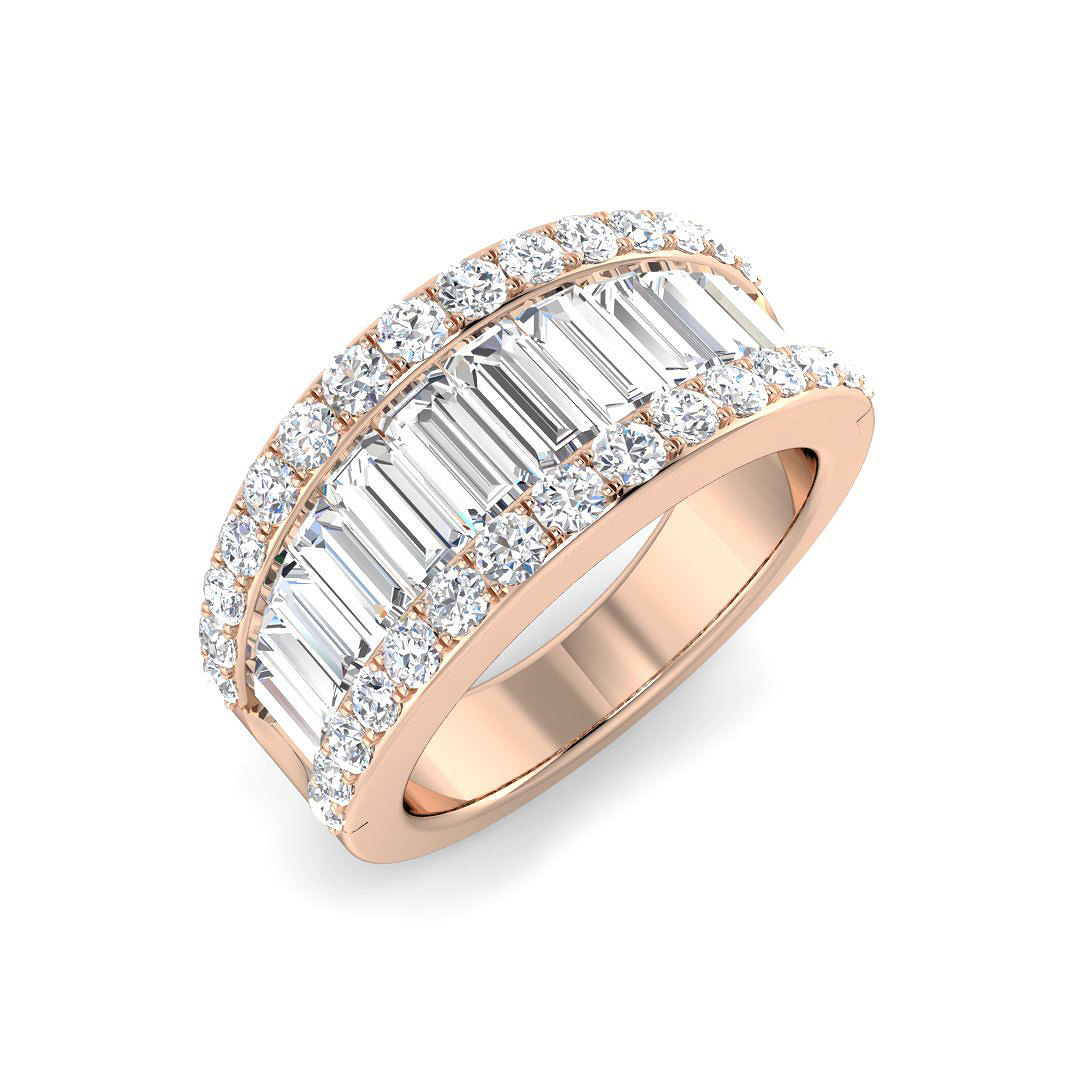 1.87ct Natural Diamond Baguette & Brilliant Ring in 18K Rose Gold