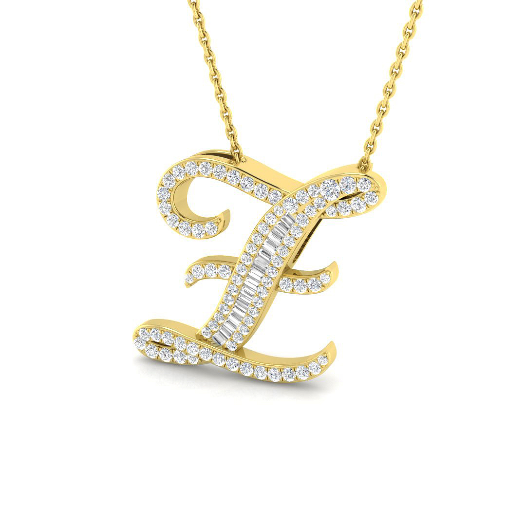 0.46ct Natural Diamond Initials Pendant in 9K Yellow Gold