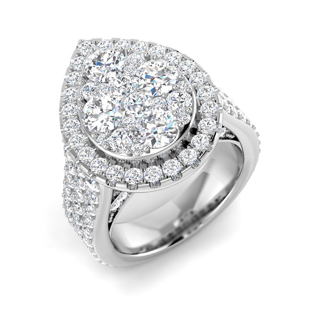 3.67ct Lab-Grown Diamond Cluster Ring in 9K White Gold