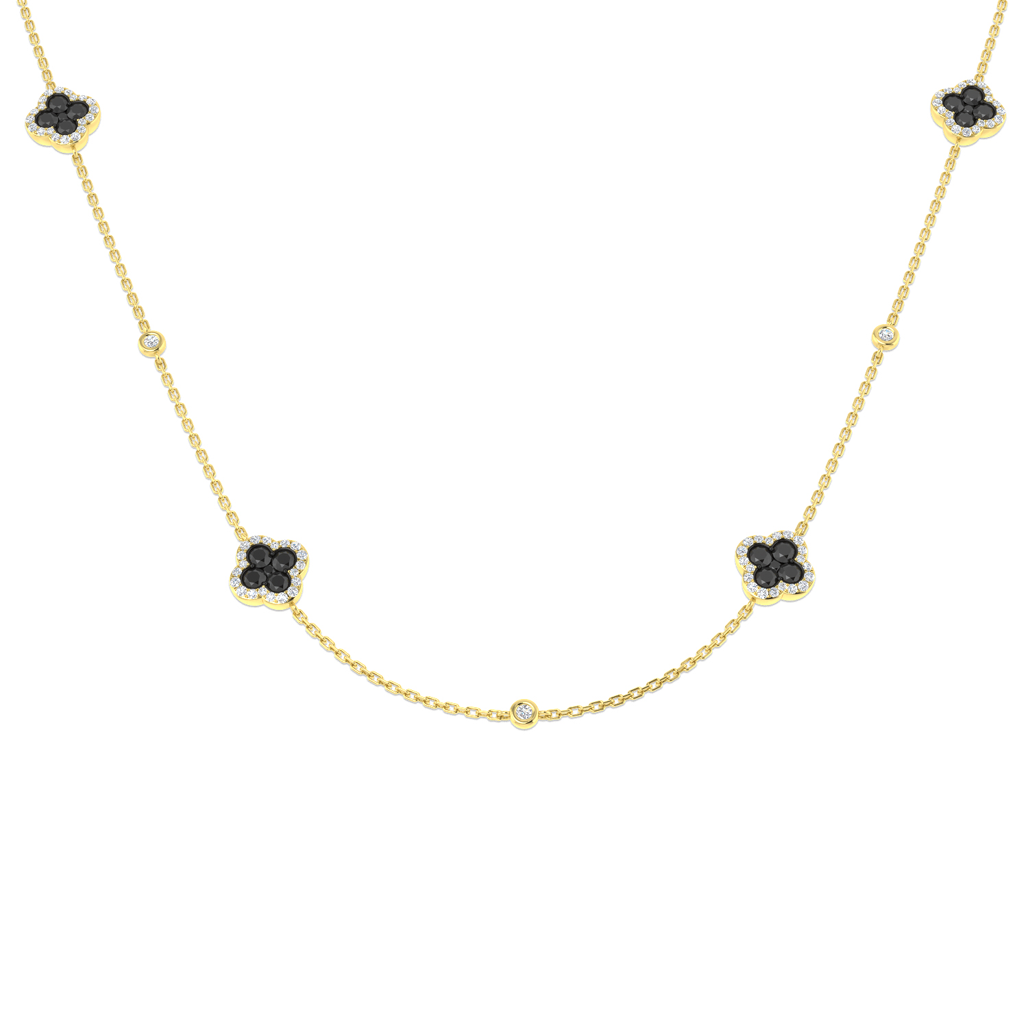 1.40ct Natural Diamond Clover Necklace in 9K Yellow Gold