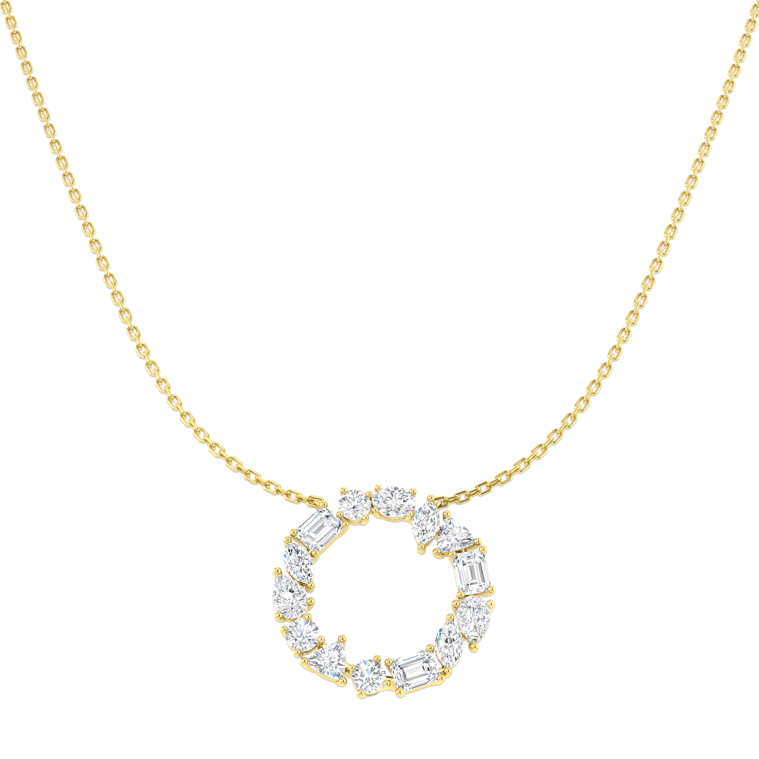 1.85ct Natural Diamond Circle of Life Necklace in 9K Yellow Gold