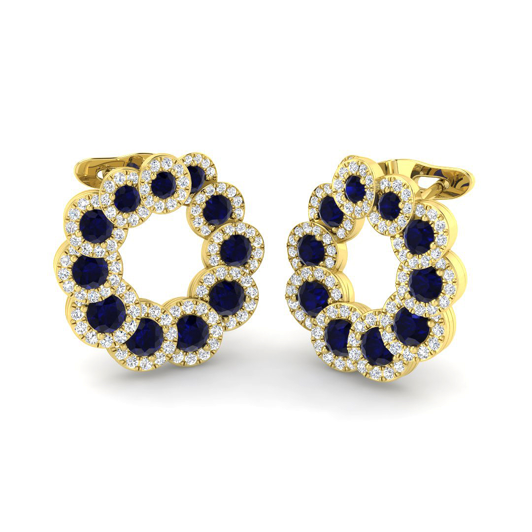 Blue Sapphire Earrings in 18K Yellow Gold