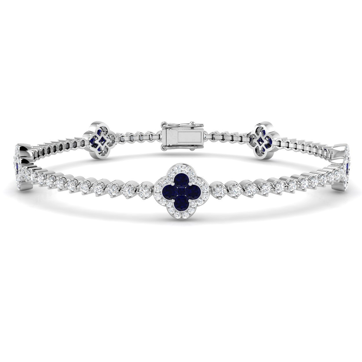 Blue Sapphire Bracelet in 18K White Gold