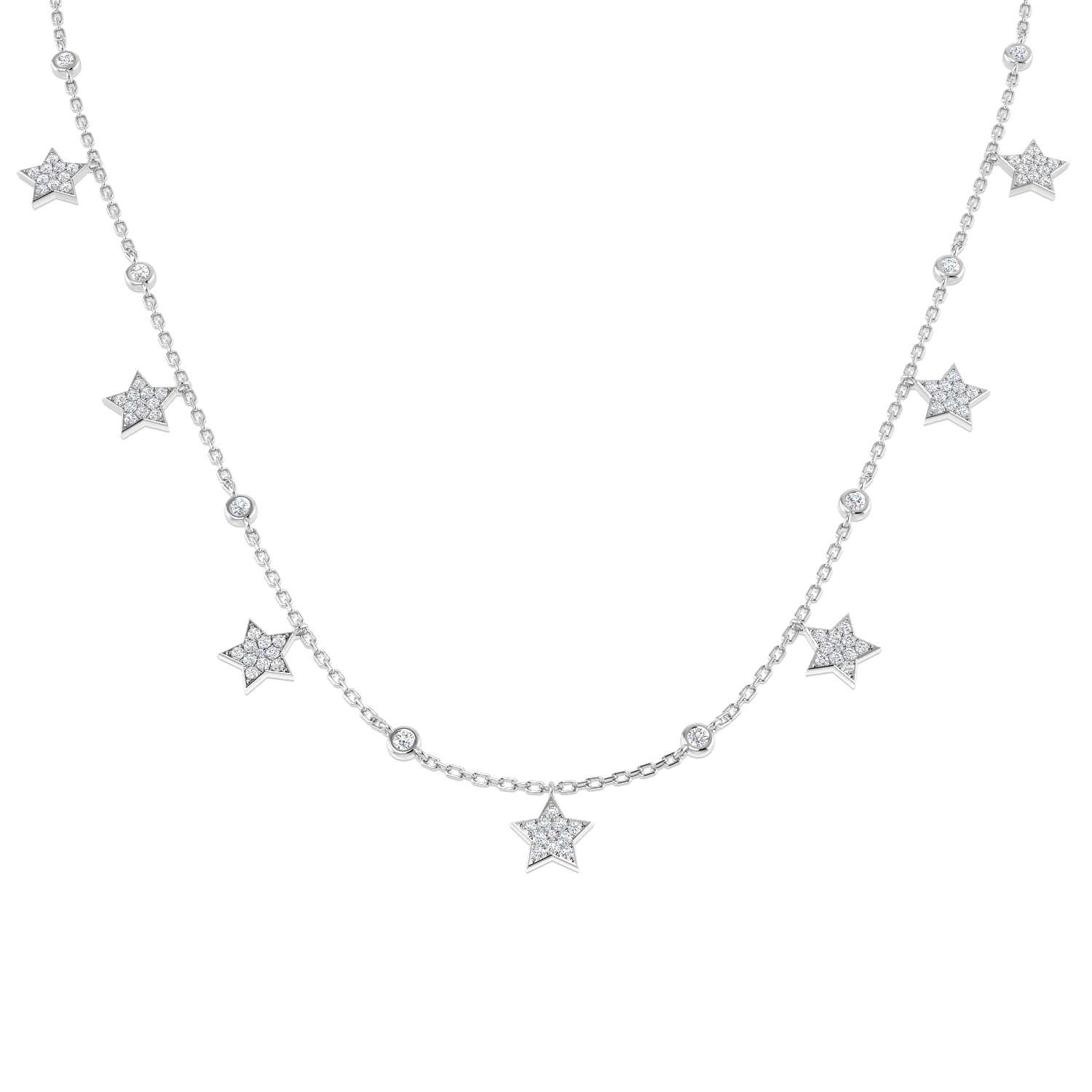 0.58ct Natural Diamond Shape Necklace in 18K White Gold