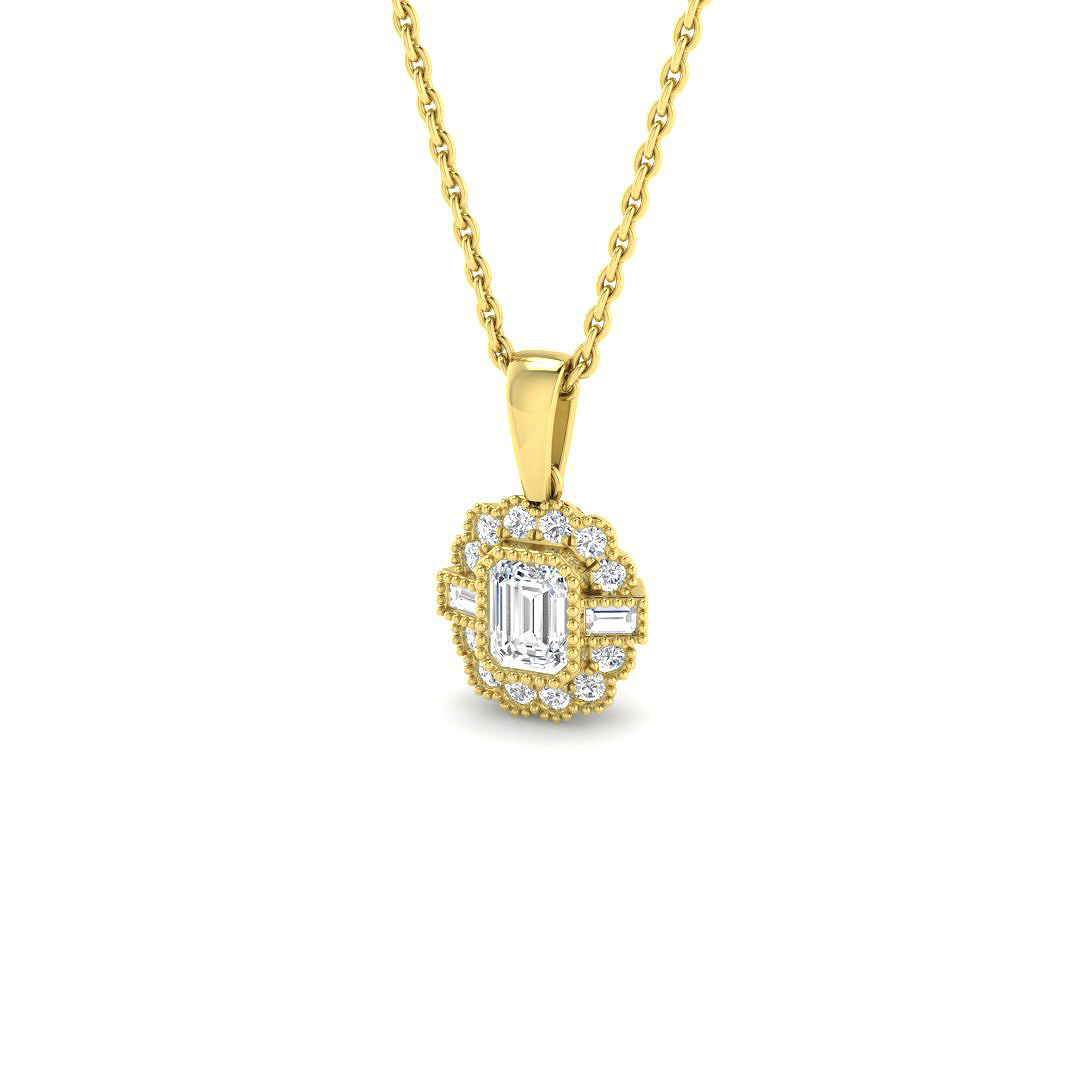 0.38ct Natural Diamond Necklace Pendant in 9K Yellow Gold