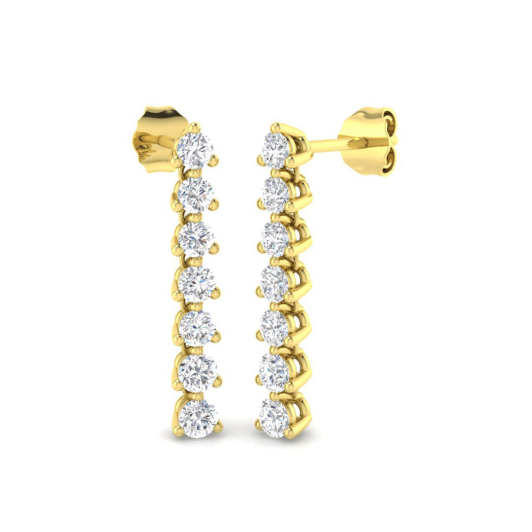 0.80ct Lab-Grown Diamond Drop & Trilogy Earrings in 9K Yellow Gold
