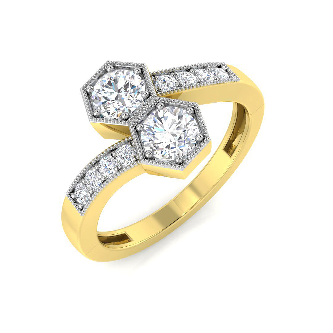 0.70ct Lab-Grown Diamond 2 Stone Ring in 9K Yellow Gold