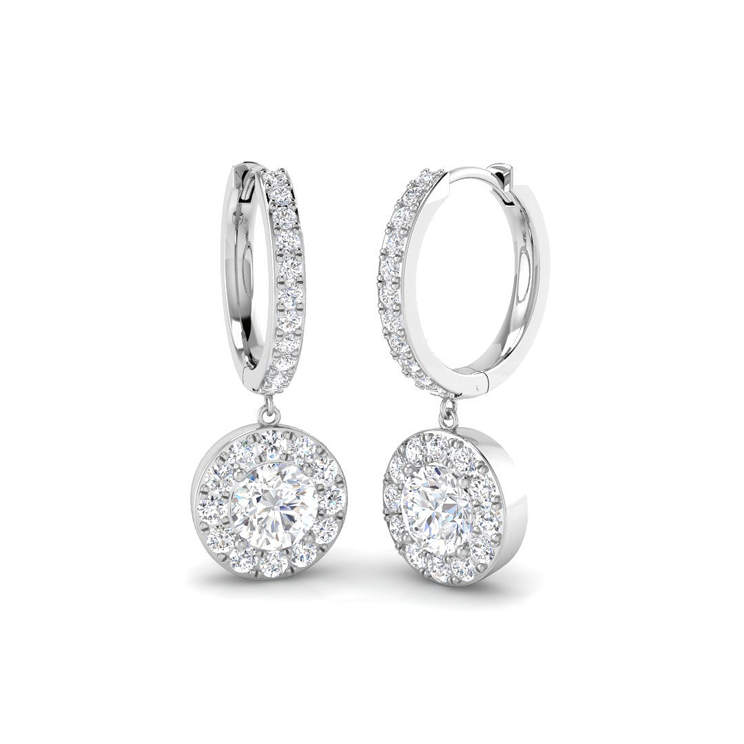 2.44ct Lab-Grown Diamond Drop & Trilogy Earrings in 9K White Gold
