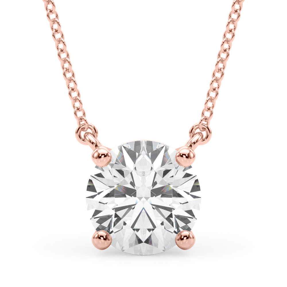 1 Ct Natural Diamond Round Cut Roheis  Necklaces in 18K White Gold