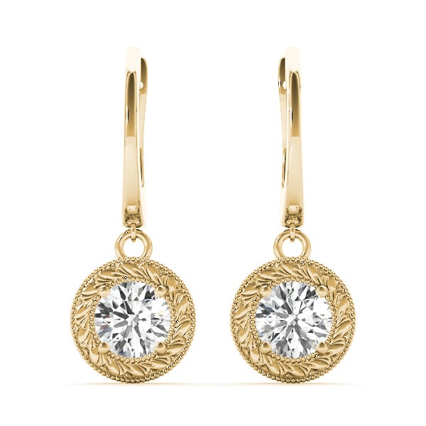 Natural Round Cut Kimbro  Drop Diamond Earrings in 9K White Gold