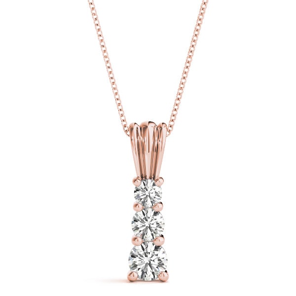 0.25 Ct Lab-Created Diamond Round Cut Thanet  Journey Pendants Necklaces in 9K White Gold
