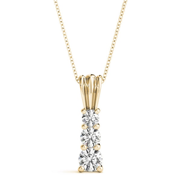 0.25 Ct Lab-Created Diamond Round Cut Thanet  Journey Pendants Necklaces in 9K White Gold