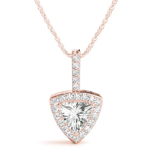 0.42 Ct Natural Diamond Trillion Cut Theora  Necklaces in 18K White Gold