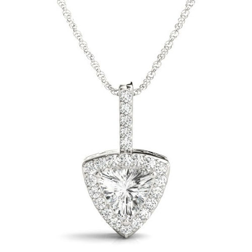 0.42 Ct Natural Diamond Trillion Cut Theora  Necklaces in 18K White Gold