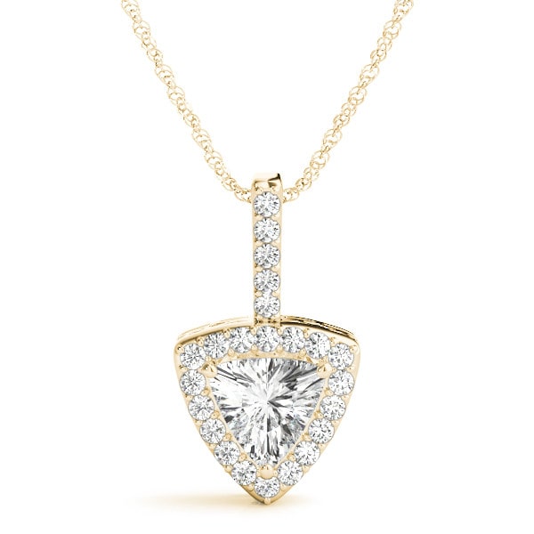 0.42 Ct Natural Diamond Trillion Cut Theora  Necklaces in 18K White Gold