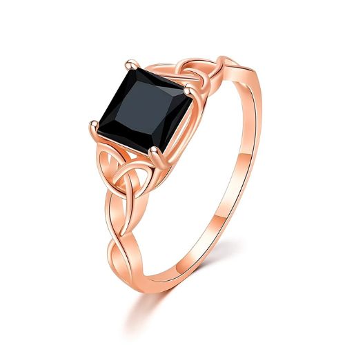 Sharron Rose Gold 4 Prong Black Diamond Engagement Ring