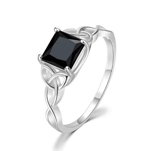 Sharron Platinum 4 Prong Black Diamond Engagement Ring