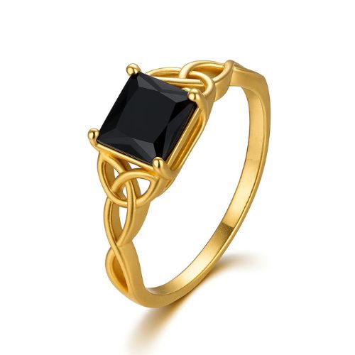 Sharron Yellow Gold 4 Prong Black Diamond Engagement Ring
