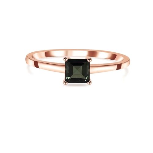 Fencya Rose Gold 4 Prong Black Diamond Engagement Ring