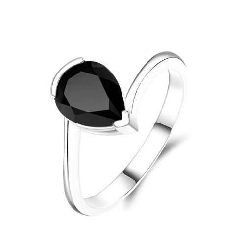 Fenclin Platinum V Prong  Black Diamond Engagement Ring