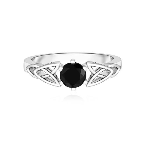 Fenclina Platinum Claw Prong  Black Diamond Engagement Ring
