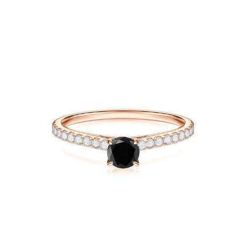 Fencilla Rose Gold 4 Prong Black Diamond Engagement Ring