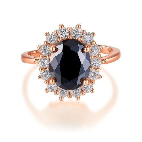 bencilla Rose Gold 4 Prong Black Diamond Engagement Ring