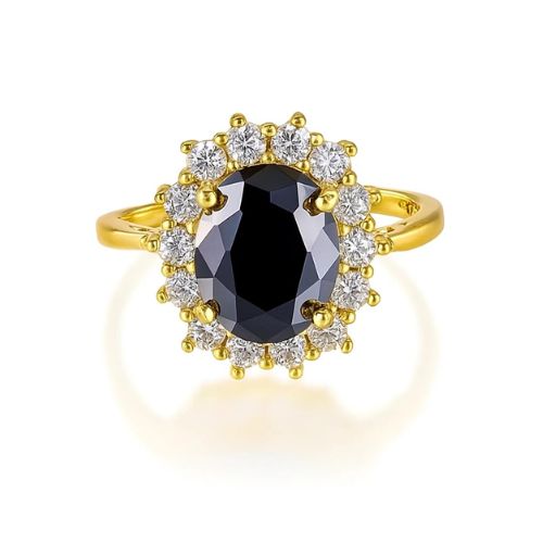 bencilla Yellow Gold 4 Prong Black Diamond Engagement Ring