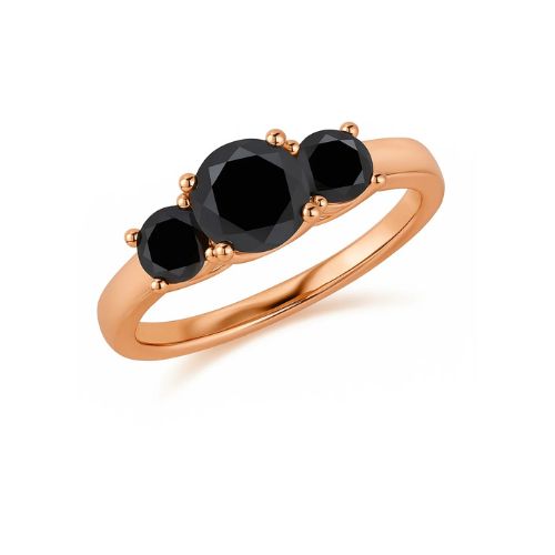 Feronas Rose Gold 4 Prong Black Diamond Engagement Ring