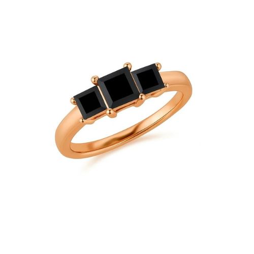Feronas Rose Gold 4 Prong Black Diamond Engagement Ring