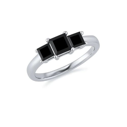 Feronas Princess cut 4 Prong  Black Diamond Engagement Ring