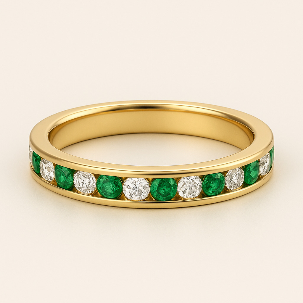 1.5 Ct Emerald Round Cut Preeta  in 18K Yellow Gold