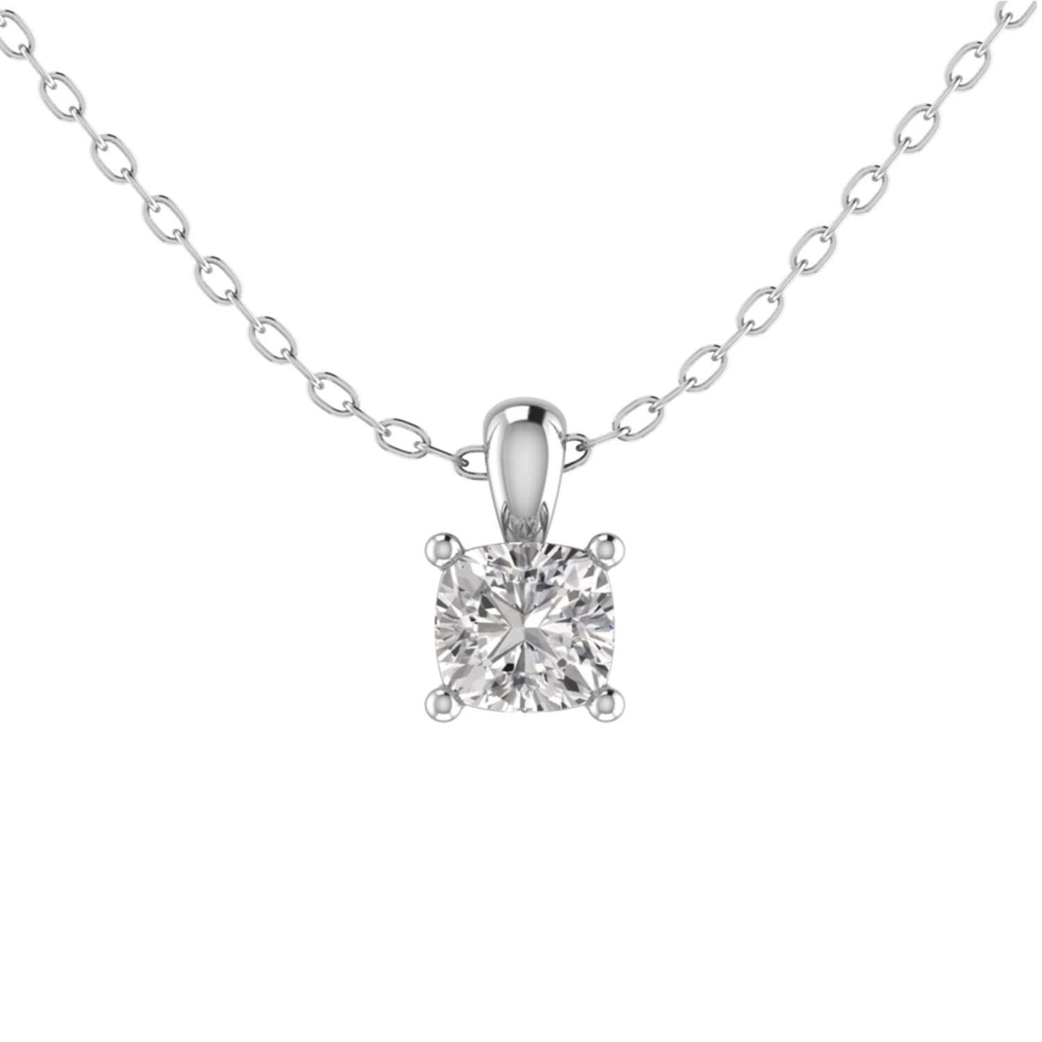 0.10 - 3.00 Carat Natural Cushion Cut Diamond 4 Claw Solitaire Pendant