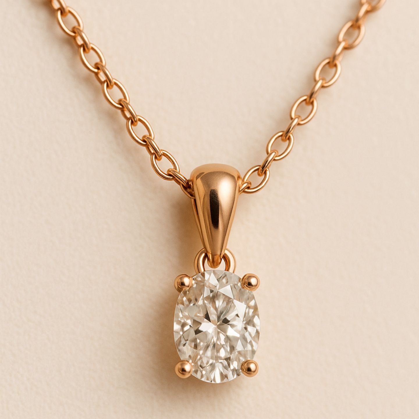Quenie Lab Grown Diamond Rose Gold 4 Prong Solitaire Pendant Necklace