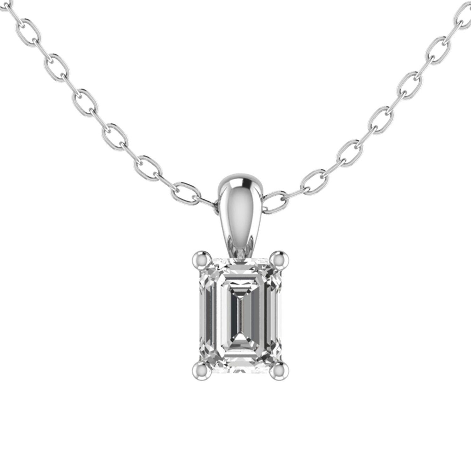 0.10 - 3.00 Carat Natural Emerald Cut Diamond Claw Set Solitaire Pendant