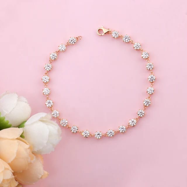 3 Ct Lab-Created Round Cut Shell  Diamond Tennis Bracelets in 18K White Gold