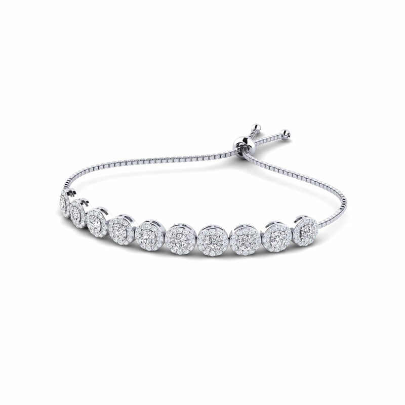 Natural Diamond Round Cut Pemal  Friendship Bracelets in 9K White Gold