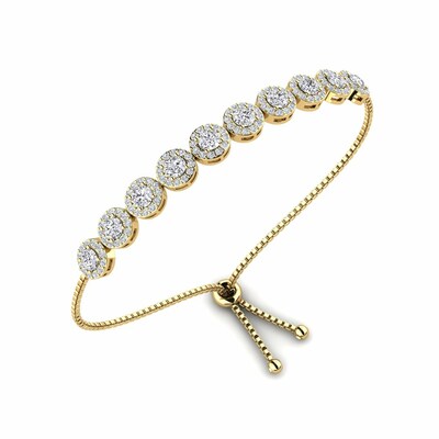Natural Diamond Round Cut Pemal  Friendship Bracelets in 9K White Gold