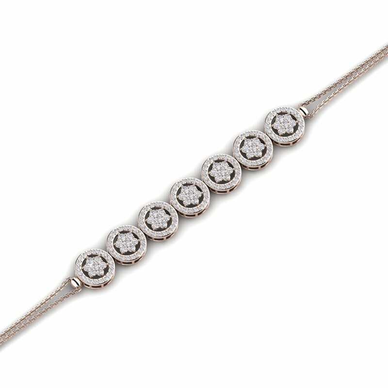 1.5 Ct Natural Diamond Round Cut Penney  Friendship Bracelets in Silver 925