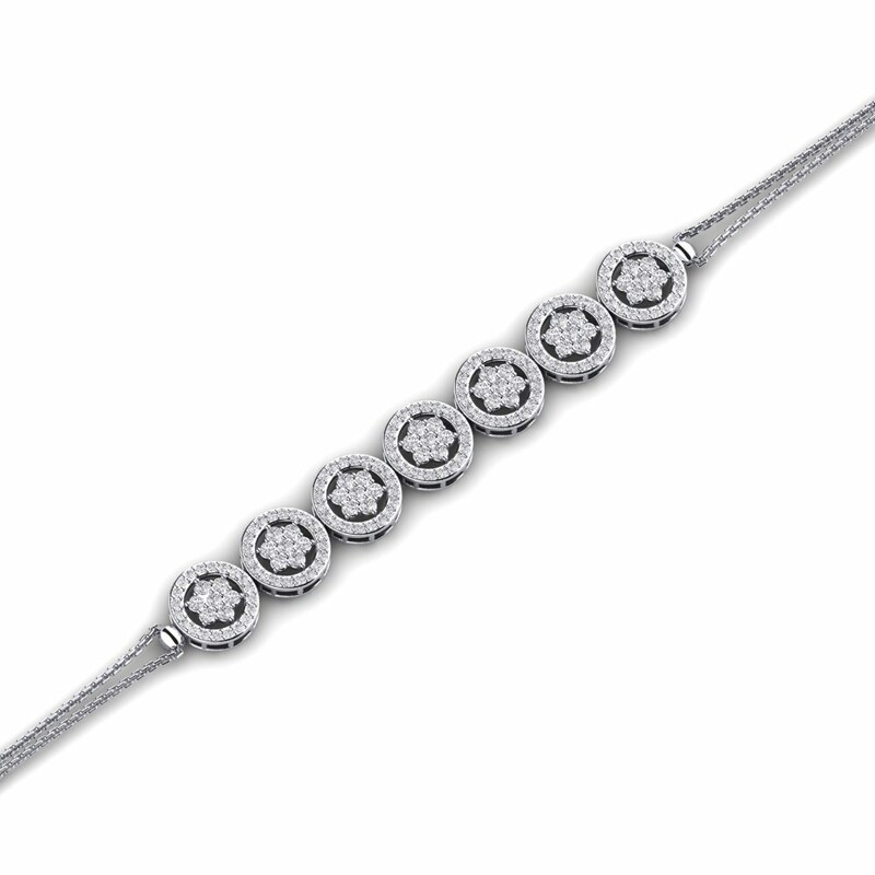 1.5 Ct Natural Diamond Round Cut Penney  Friendship Bracelets in Silver 925