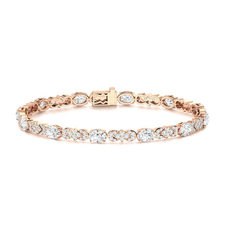 0.65 Ct Natural Diamond Round Cut Tifanie  Designer Bracelets in Silver 925