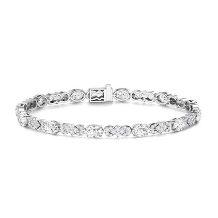 0.65 Ct Natural Diamond Round Cut Tifanie  Designer Bracelets in Silver 925