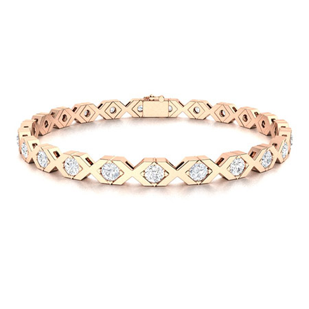 2.2 Ct Lab-Created Round Cut Petronel  Diamond Tennis Bracelets in 9K White Gold